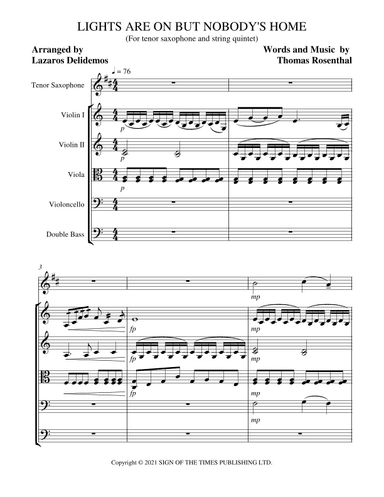 Lights Are On But Nobody's Home (arr. Lazaros Delidemos)