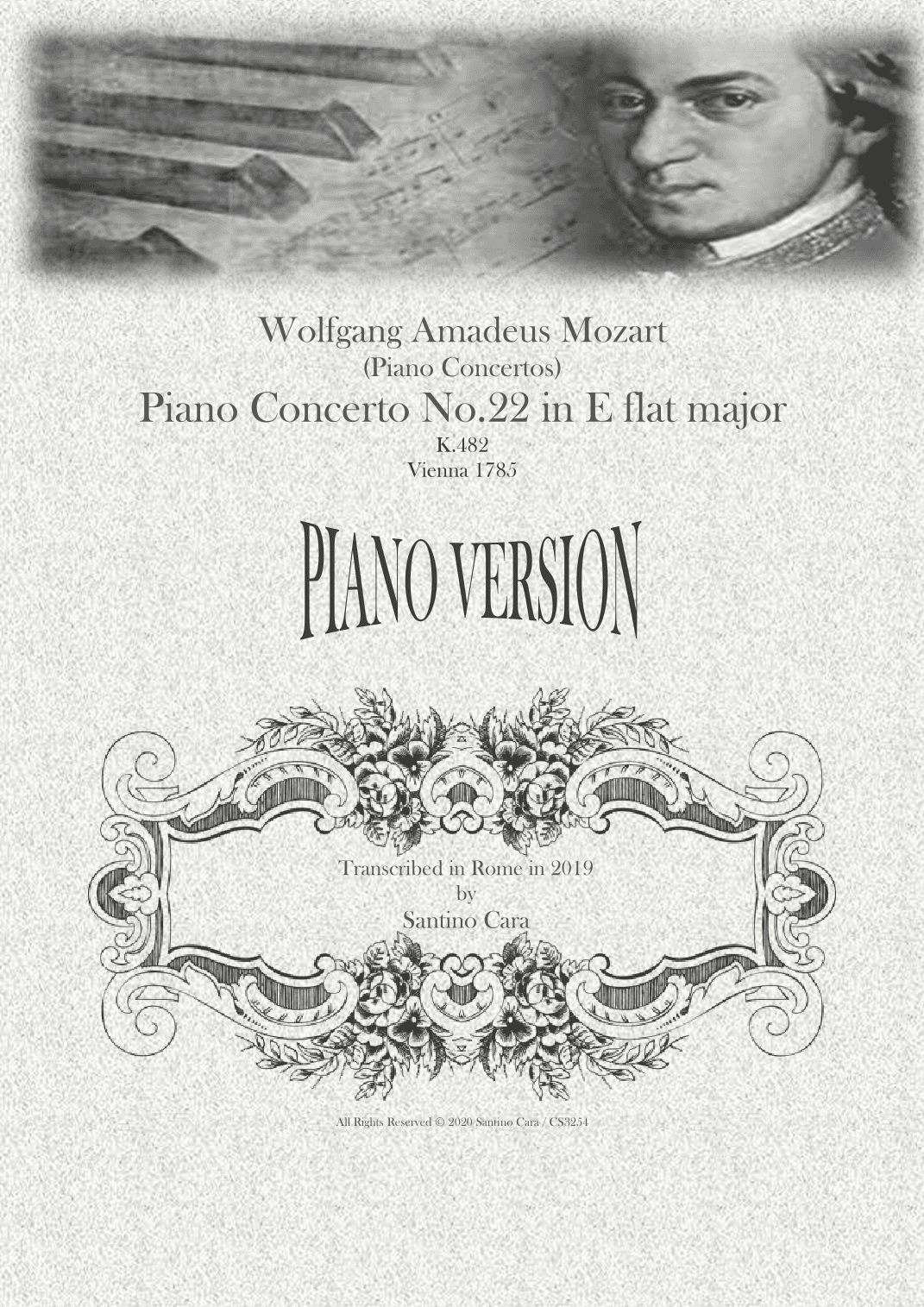 Mozart - Piano Concerto No.22 in E flat major K.482 - Piano Version (arr. Santino Cara)