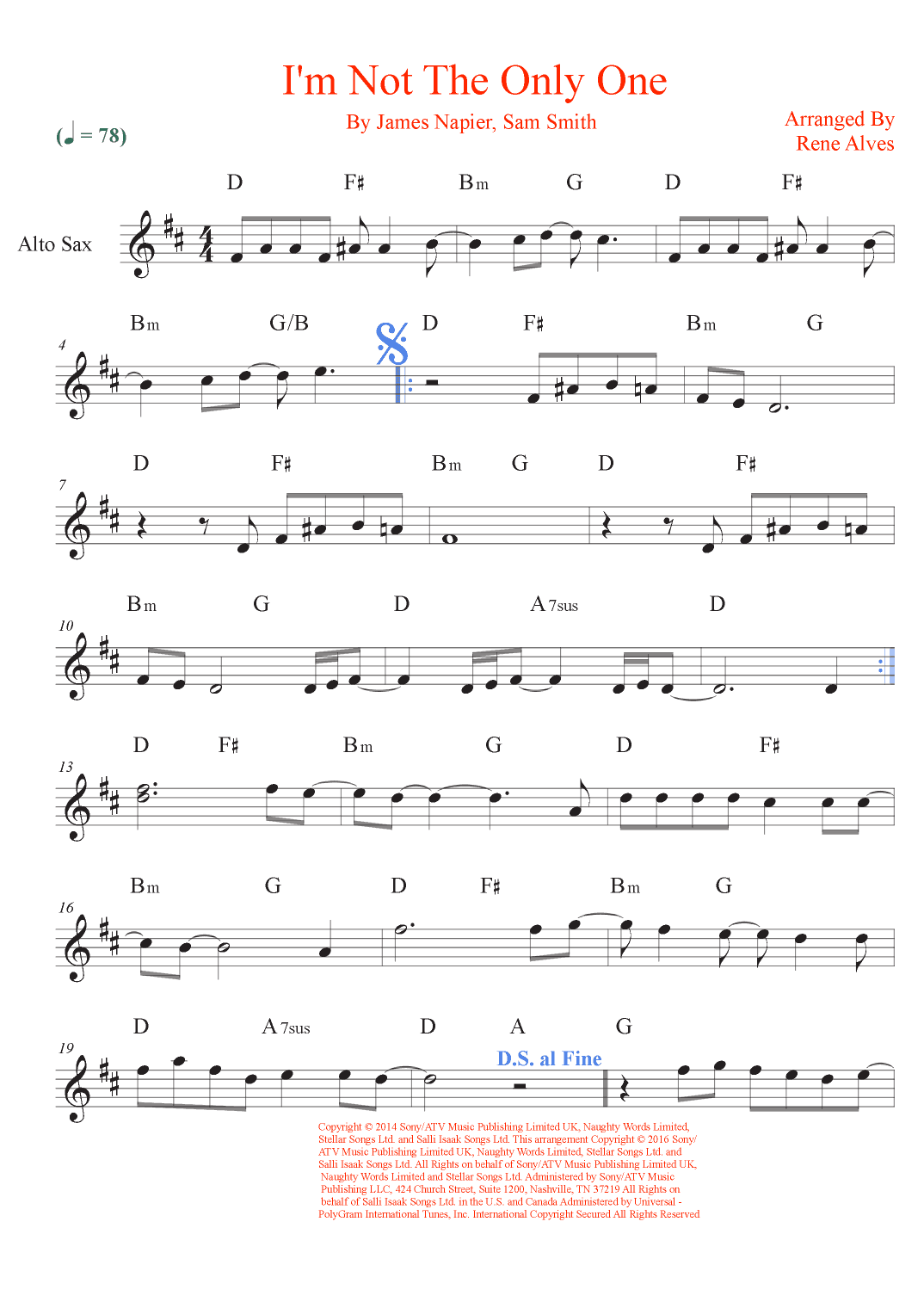 I'm Not The Only One (arr. Rene Alves)