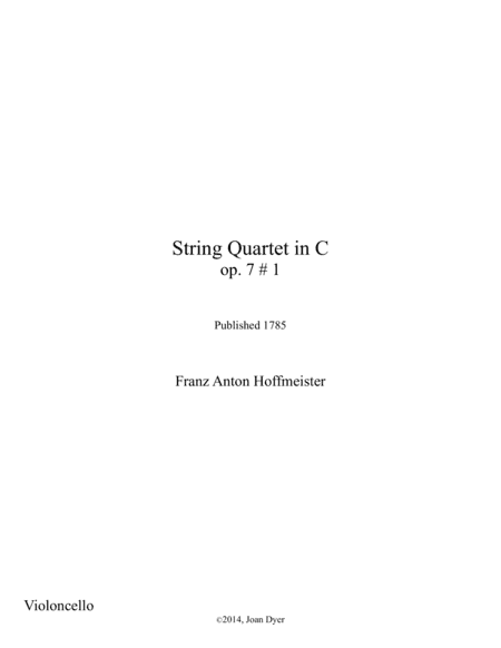 String Quartet in C major, Op.7 No. 1. cello (arr. Joan Dyer)
