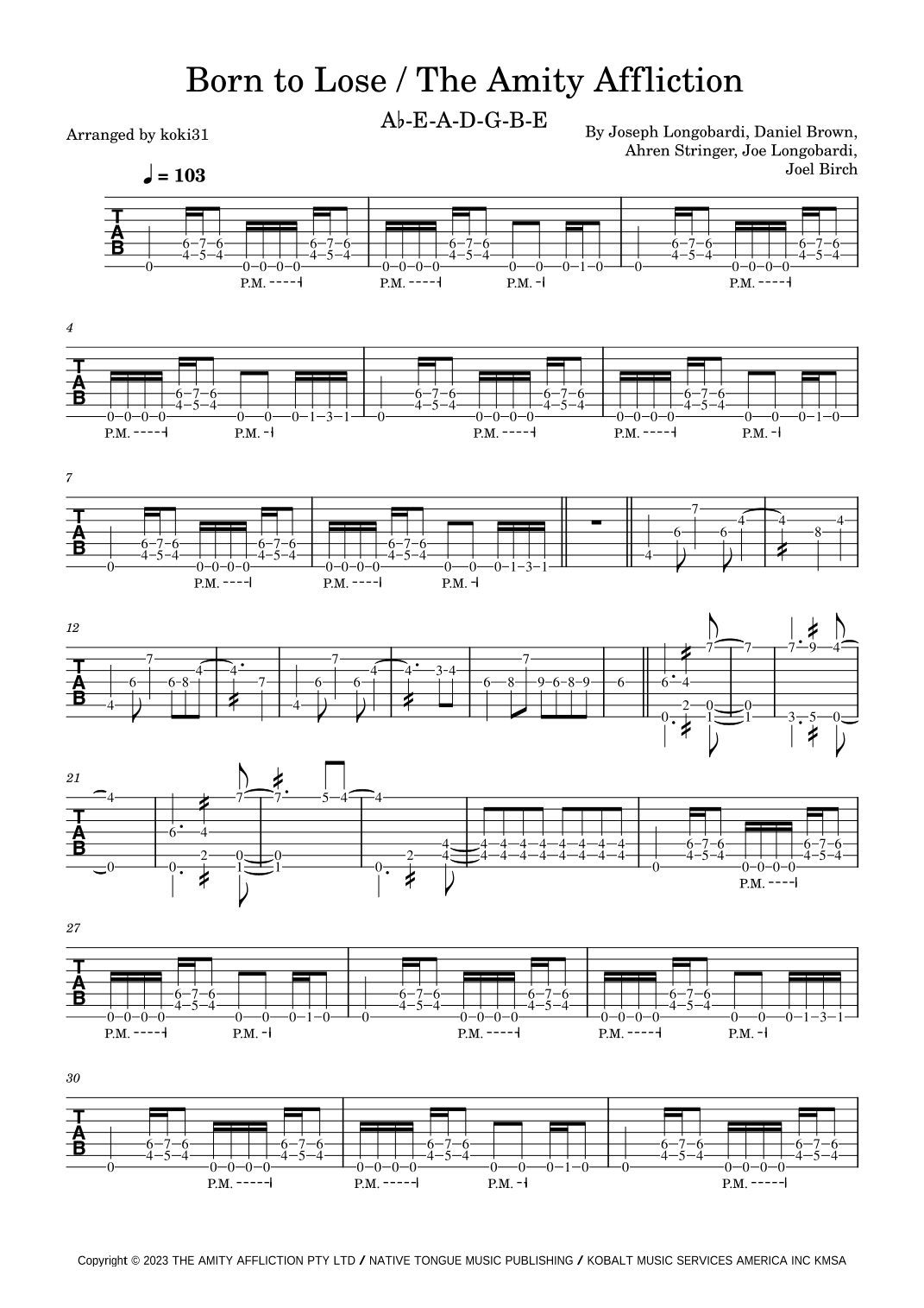 Born To Lose (arr. koki31)