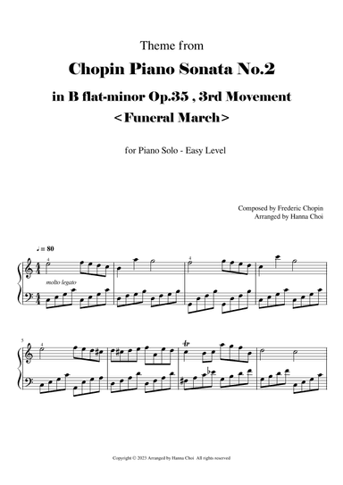 Theme from Chopin Piano Sonata No.2 Funeral March [for Piano solo /Easy Version] (arr. Hanna Choi)