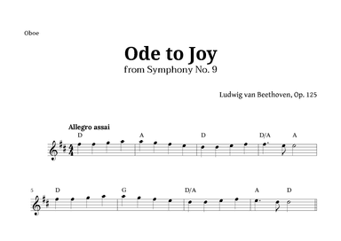 Ode to Joy by Beethoven for Oboe with Chords (arr. Langanho)