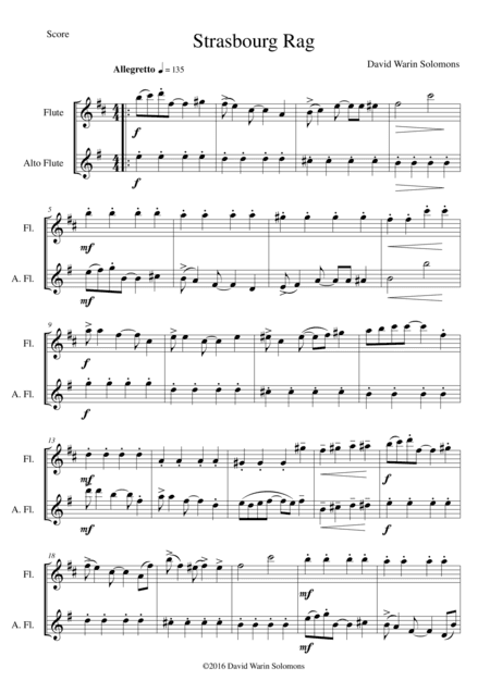 Strasbourg Rag for flute and alto flute