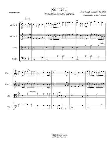 Rondeau "Theme from Masterpiece Theater" in C for String Quartet (arr. Brooks Holmes)