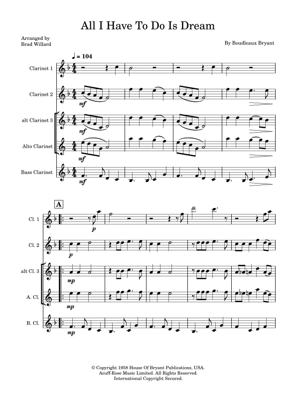 All I Have To Do Is Dream (arr. Brad Willard)
