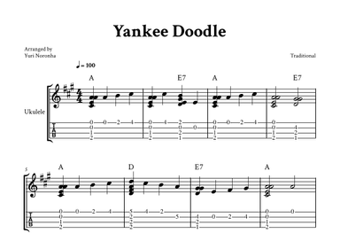 Yankee Doodle - Fingerstyle Ukulele (with TAB and Chords) (arr. Yuri Noronha)