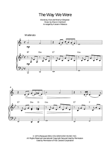 The Way We Were (arr. Kaiserin Rebecca)