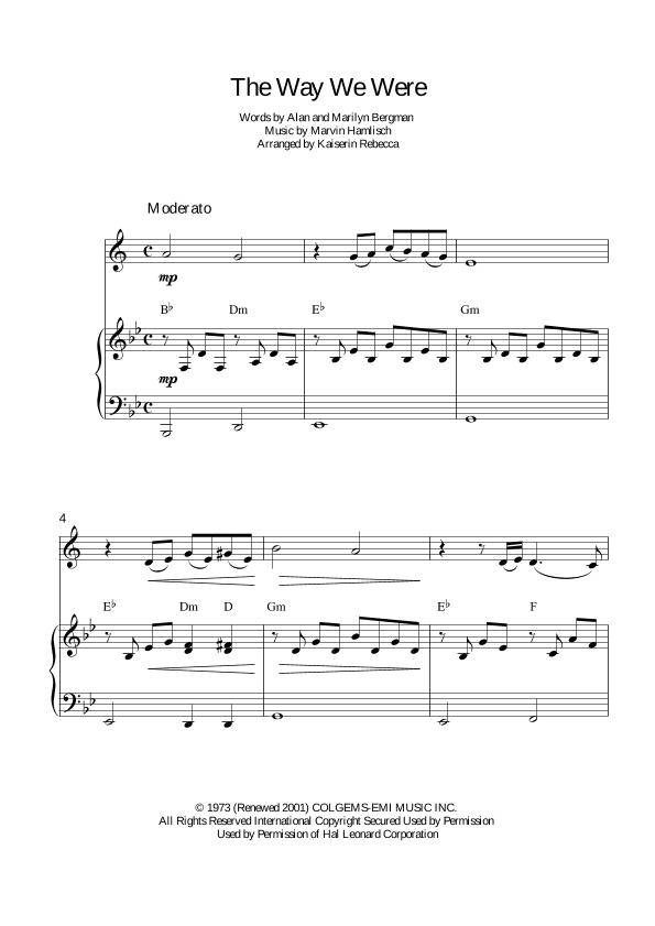 The Way We Were (arr. Kaiserin Rebecca)