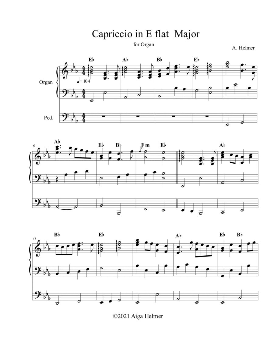 Capriccio in E flat Major f. Organ