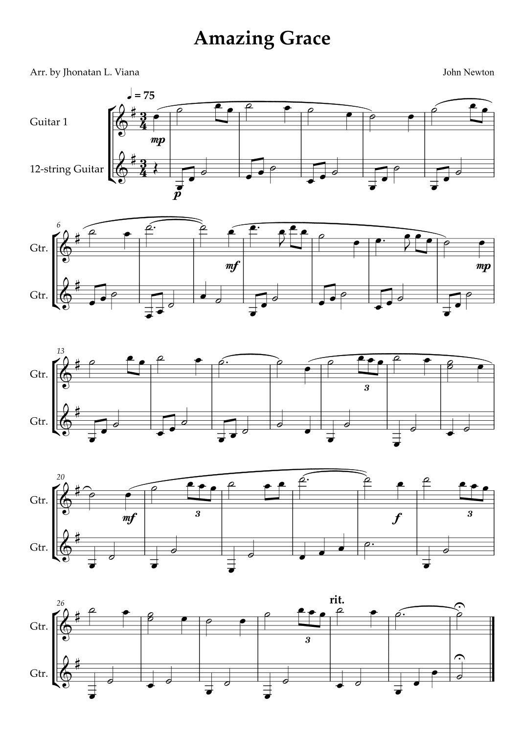 Amazing Grace (arr. Jhonatan Lucio Viana)