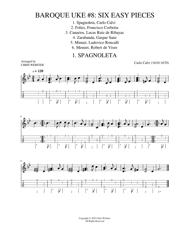 Baroque Uke #8 Six Easy Pieces (arr. Chris Webster)