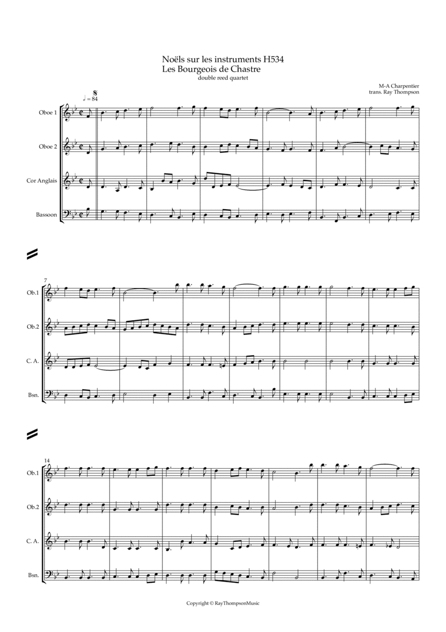 Charpentier: Noëls sur les instruments (Christmas Carols) H 534 (Complete)  - double reed quartet (arr. Ray Thompson)