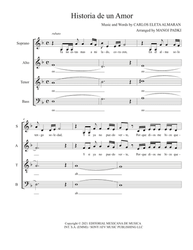 Historia De Un Amor (arr. Manoj Padki)