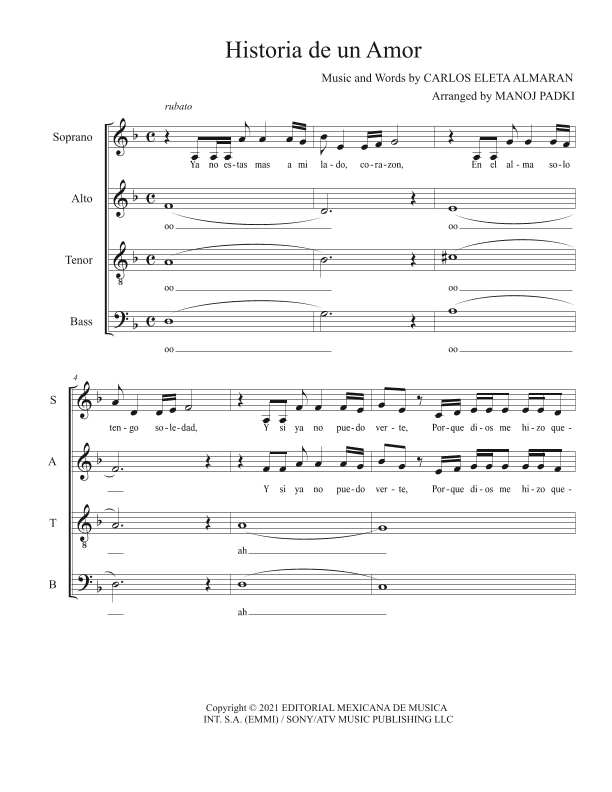 Historia De Un Amor (arr. Manoj Padki)