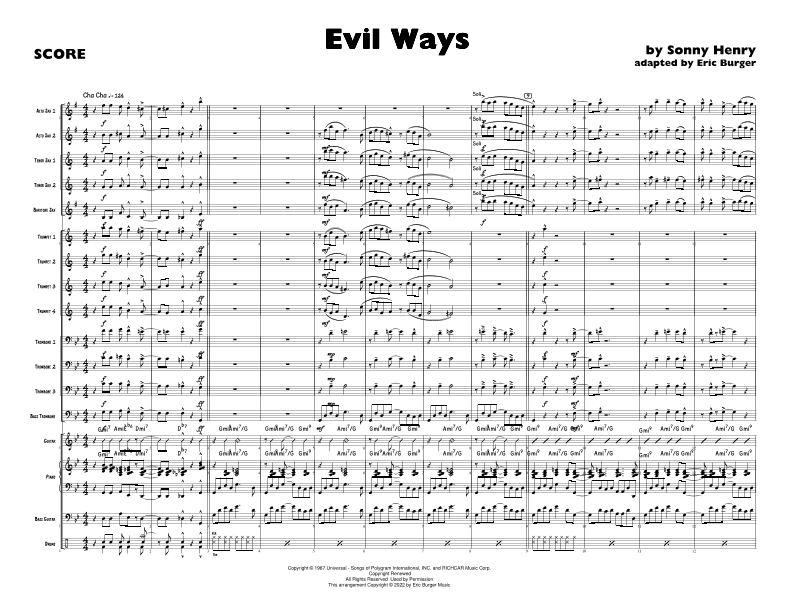 Evil Ways (arr. Eric Burger)