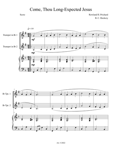 Come, Thou Long-Expected Jesus (Trumpet Duet with Piano Accompaniment) (arr. B. C. Dockery)