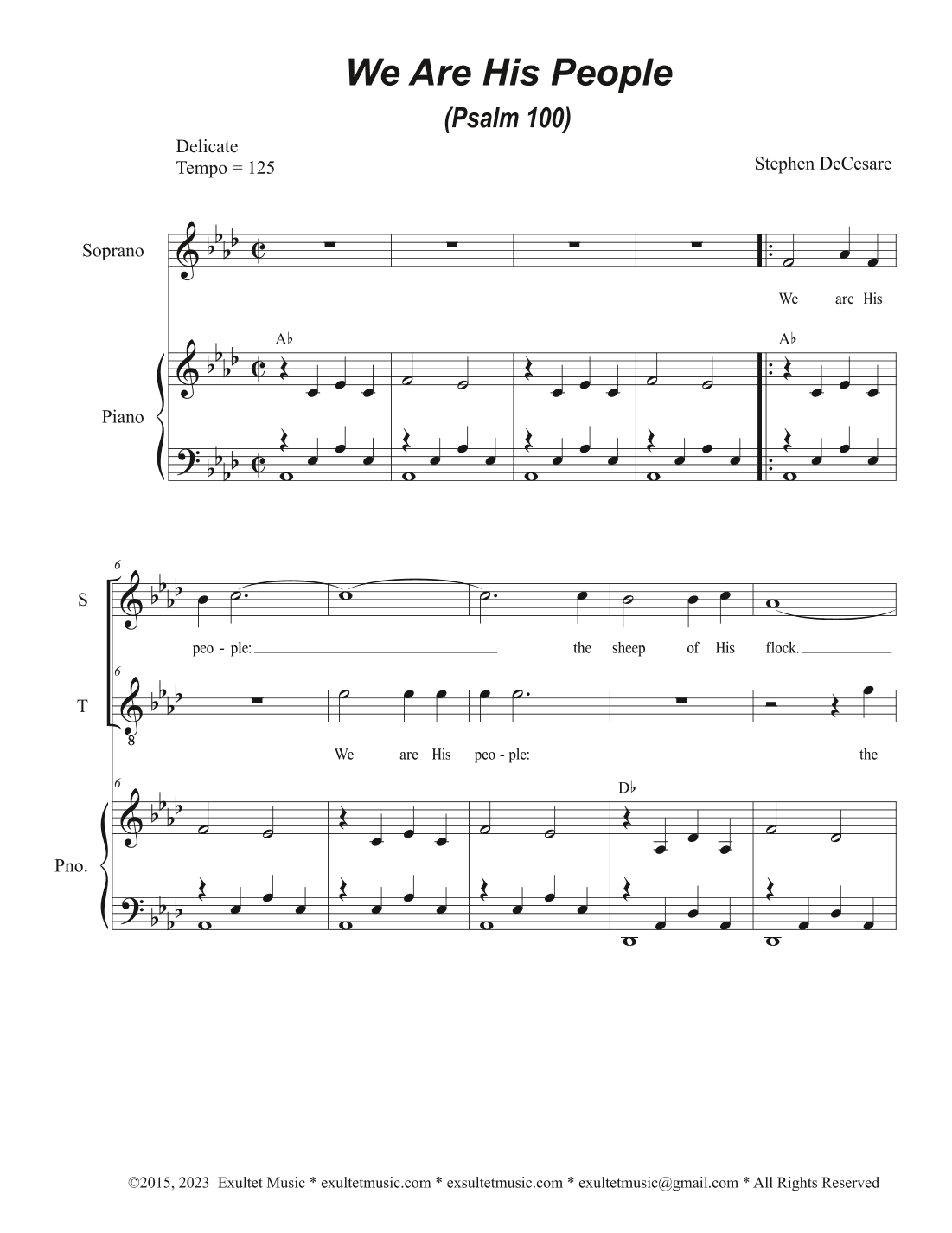 We Are His People (Psalm 100) (2-part choir - (Soprano and Tenor)