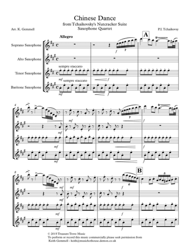 Nutcracker Suite - Chinese Dance: Saxophone Quartet (arr. Keith Gemmell)