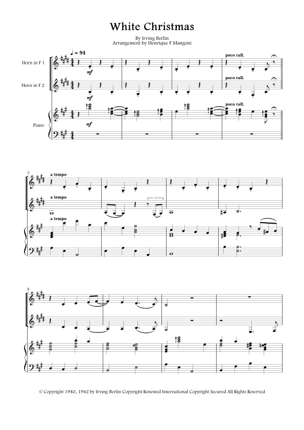White Christmas (arr. Henrique F Mangoni)
