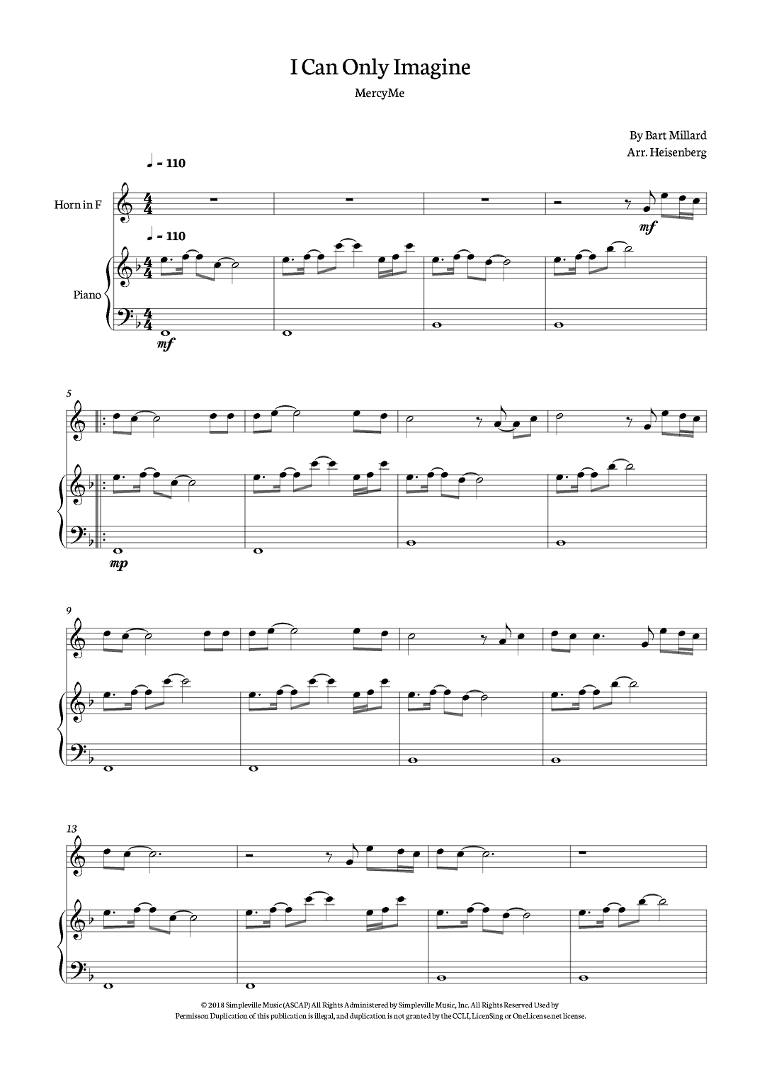 I Can Only Imagine (arr. Heisenberg)