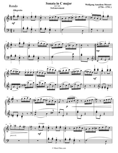Mozart sonata in C Major K 545 3rd movement Rondo (arr. Ben Choupak)