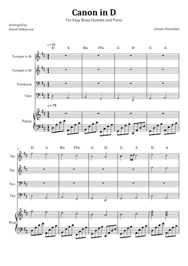 Canon In D (for Brass Quartet with Piano) (arr. Daniel Nakamura)