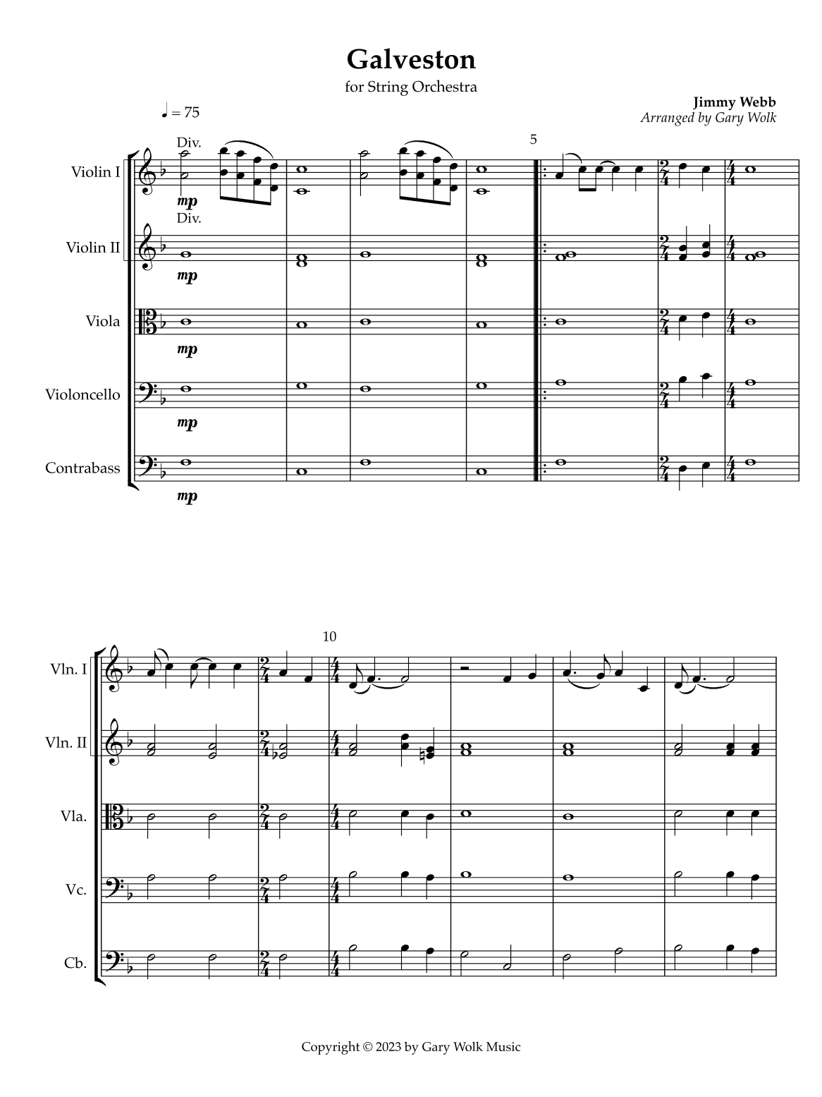 Galveston (arr. Gary Wolk)