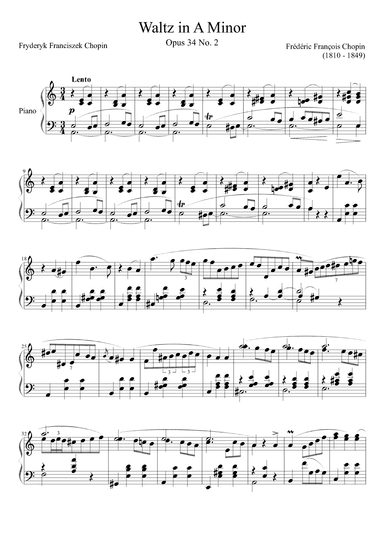 Waltz in A Minor Opus 34 No. 2 (arr. Zachary Corbett)