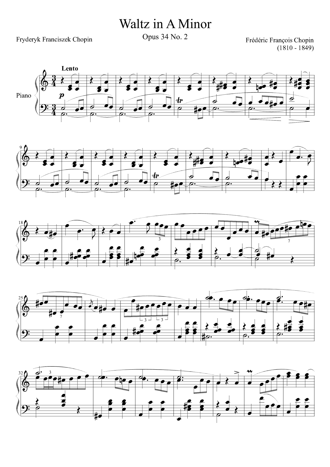 Waltz in A Minor Opus 34 No. 2 (arr. Zachary Corbett)