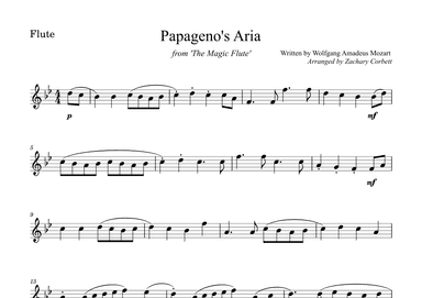 Papageno's Aria from The Magic Flute (arr. Zachary Corbett)