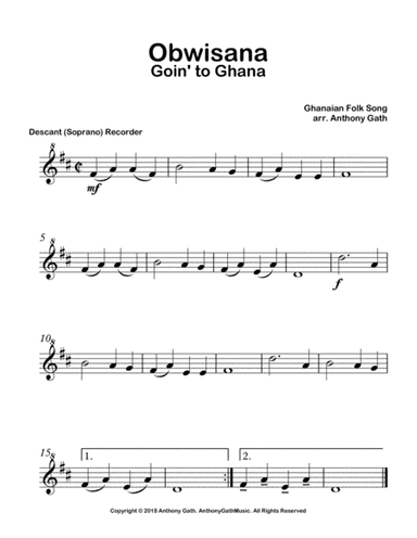 Obwisana - Soprano (Descant) Recorder Solo (arr. Anthony Gath)