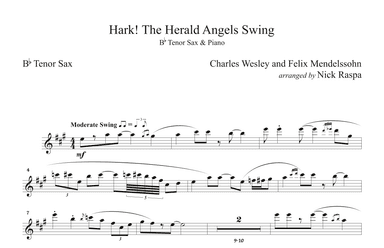 Hark! The Herald Angels Swing (Tenor Sax & Piano) Tenor Sax part (arr. Nick Raspa)