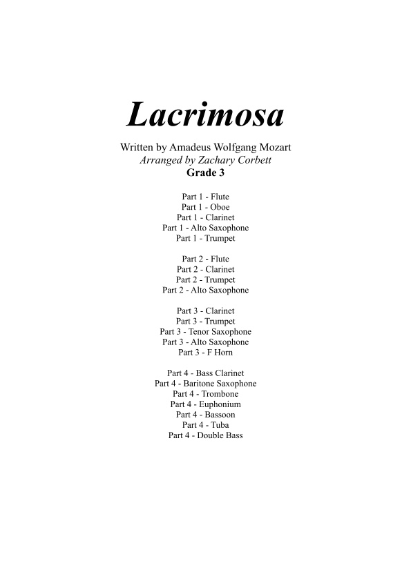 Lacrimosa (arr. Zachary Corbett)