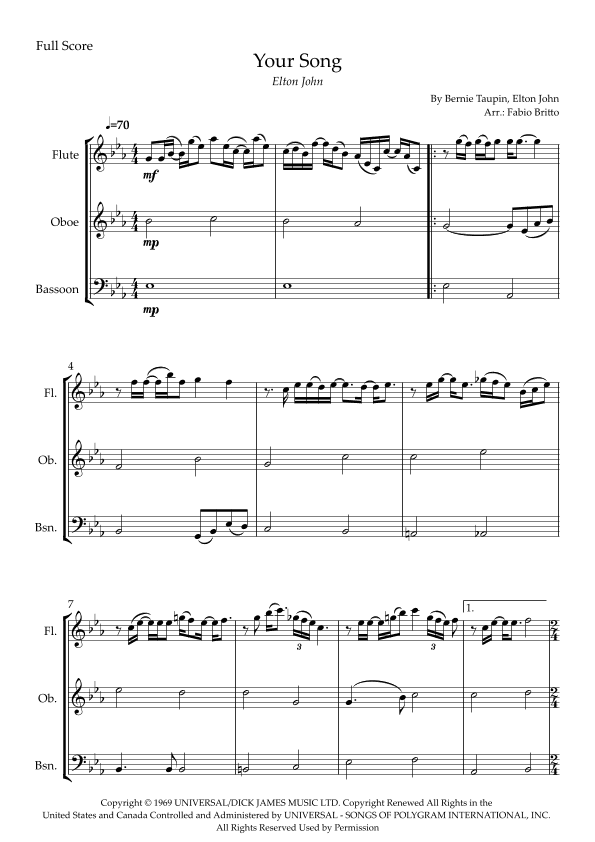 Your Song (arr. Fabio Britto)