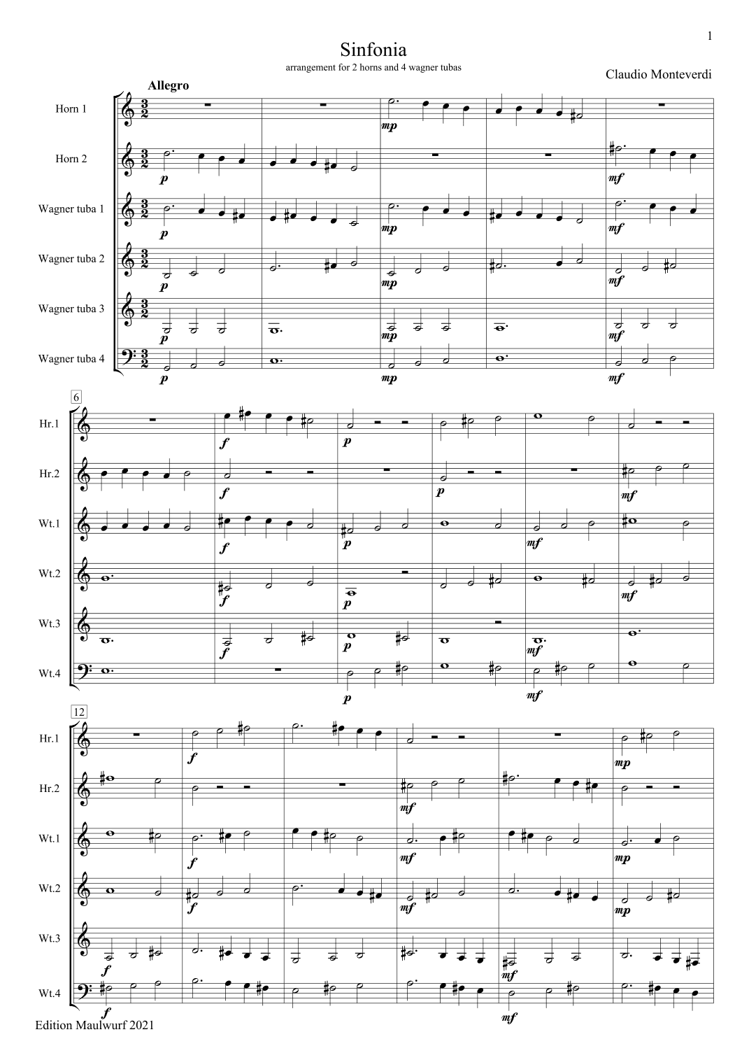 Monteverdi Sinfonia (arr. Edition Maulwurf)