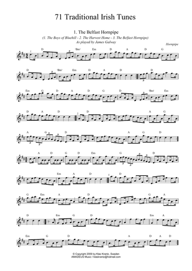 71 Traditional Irish Tunes with guitar chords (arr. K. Krantz)