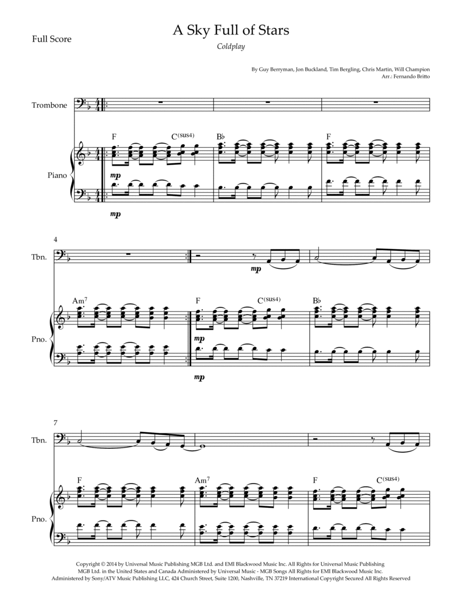 A Sky Full Of Stars (arr. Fernando Britto)