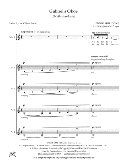 Nella Fantasia (arr. Mary S Jones)