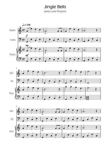Jingle Bells - Violin and Cello Duet w/ Piano (arr. Ygor Nunes)
