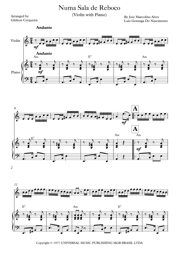 Numa Sala De Reboco (arr. Gildson Cerqueira)