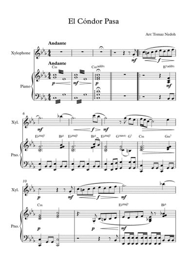 El Cóndor Pasa Xylophone and Piano (arr. Tomaz Nedoh)