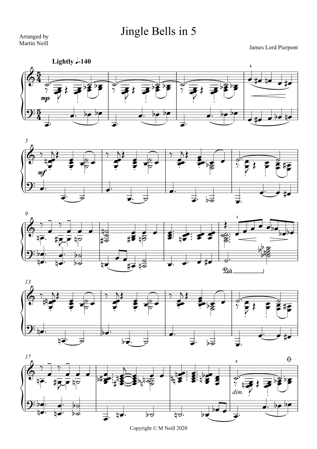 Jingle Bells in 5 (arr. Martin Neill)