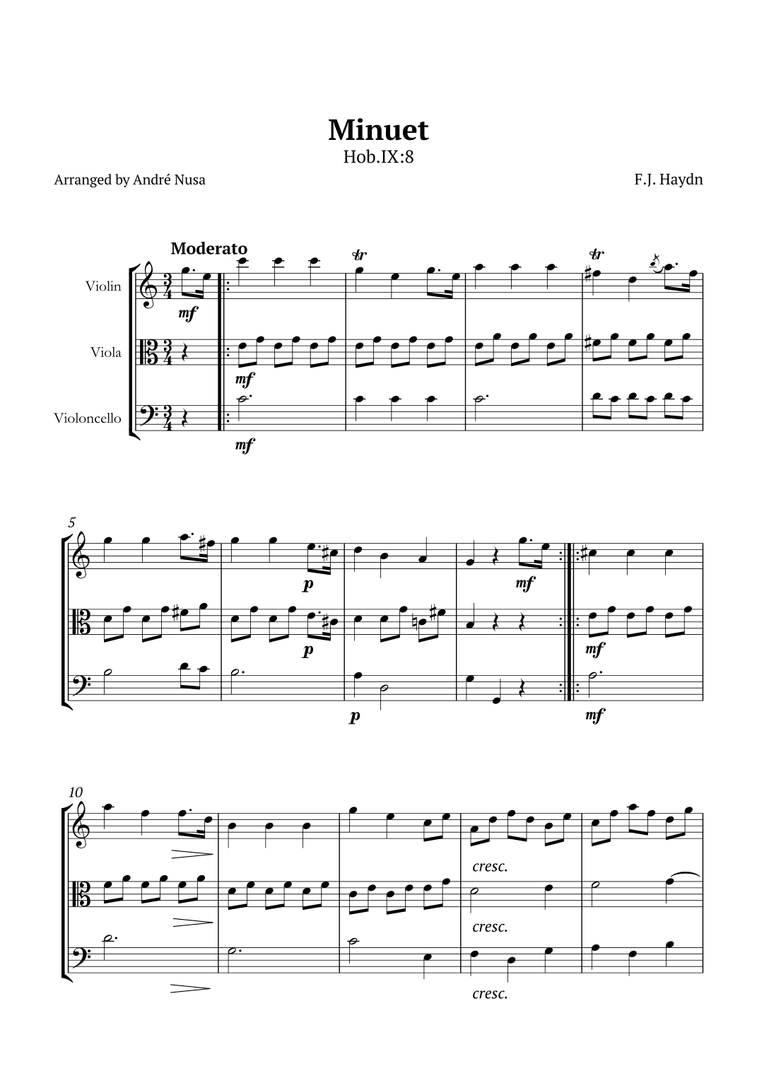 Minuet Hob IX:8 (arr. André Nusa)