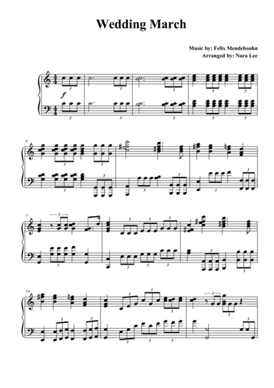 Wedding March for Piano Solo(arr. Nara Lee) (arr. Nara Lee)
