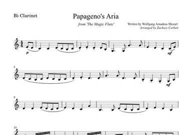 Papageno's Aria from The Magic Flute (arr. Zachary Corbett)