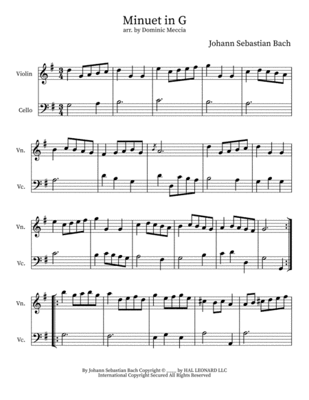Minuet I In G Major (arr. Dominic Meccia)