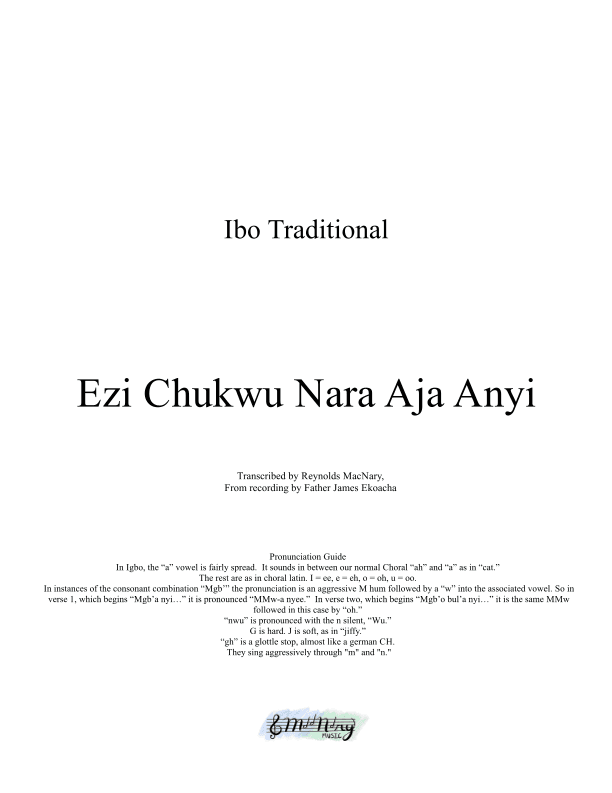 Ezi Chukwu (arr. Reynolds MacNary)
