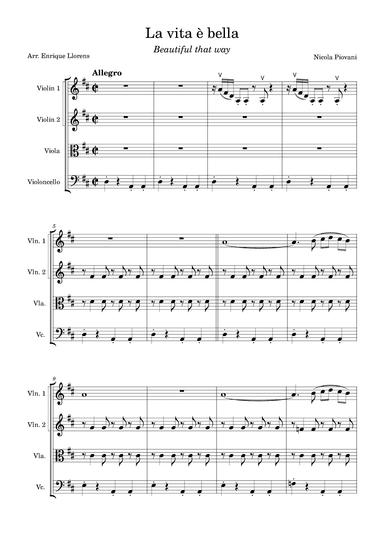 Life Is Beautiful (la Vita E Bella) (arr. Enrique Llorens)