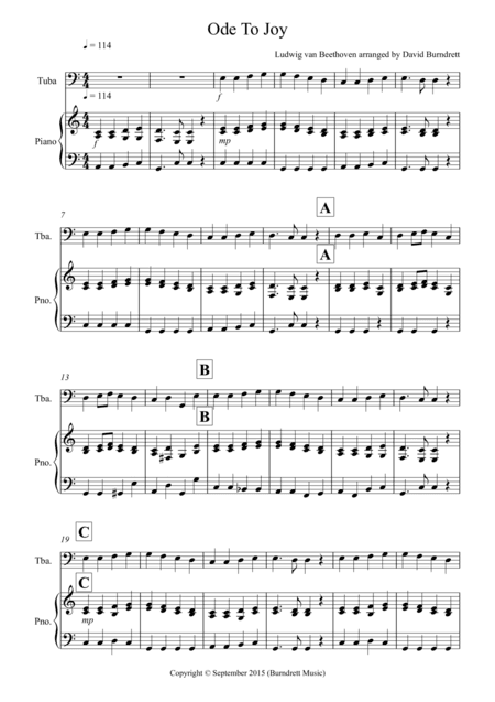 Ode to Joy for Tuba and Piano (arr. David Burndrett)